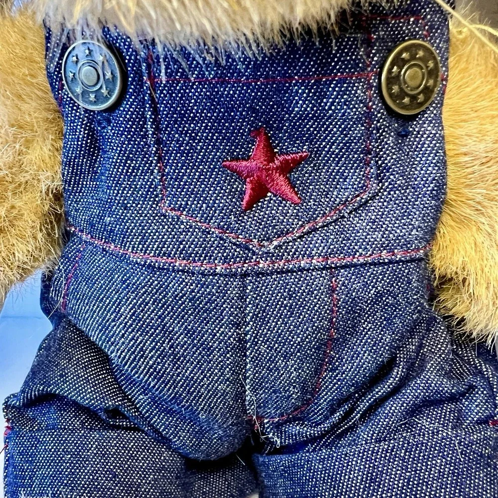 Boyds Bears BANGLES Style# 904443‎ Puppy Plush Blue Denim Coveralls Patriotic